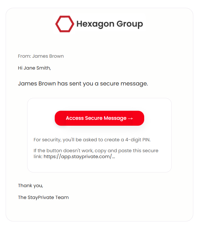 Customer notification email